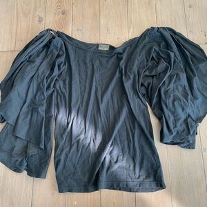 Fendi black long sleeve ruffle blouse